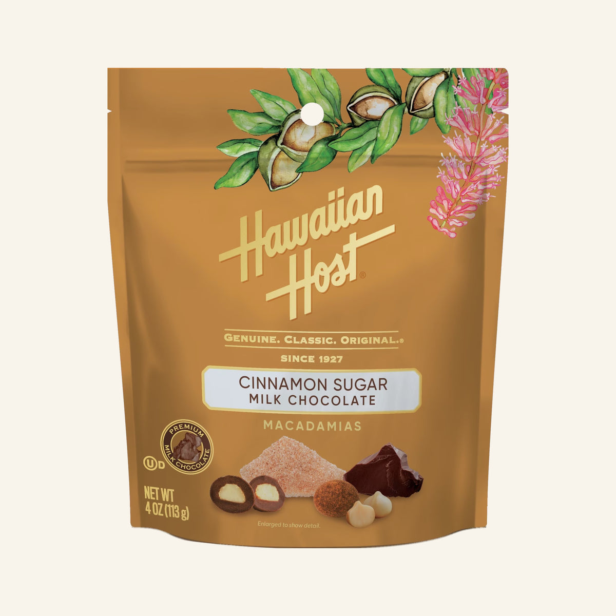Hawaiian Host Cinnamon Sugar Milk Chocolate Macadamia Nuts, 4 oz