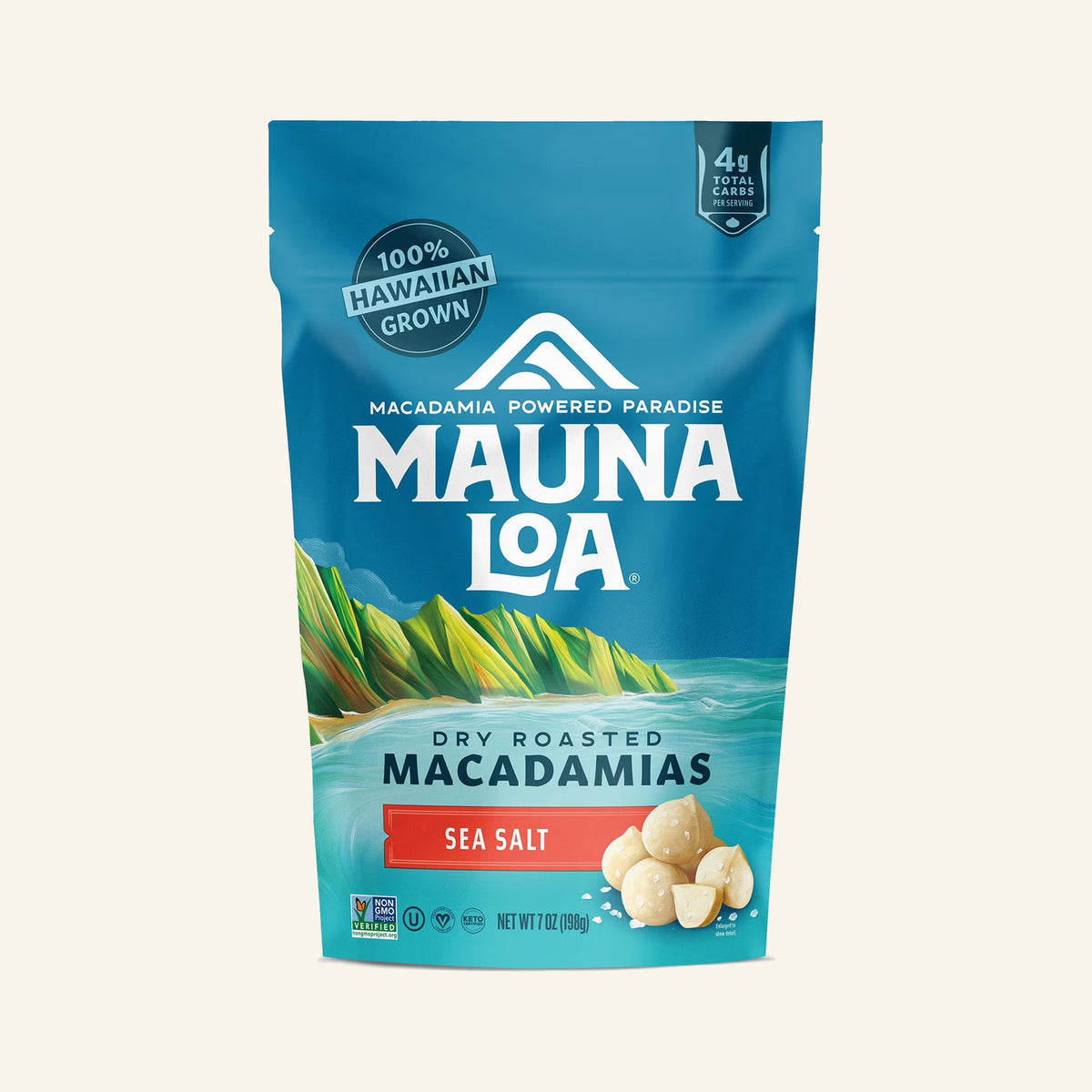Mauna Loa Sea Salt 100% Hawaiian Grown Macadamia Nuts Bag, 7 oz