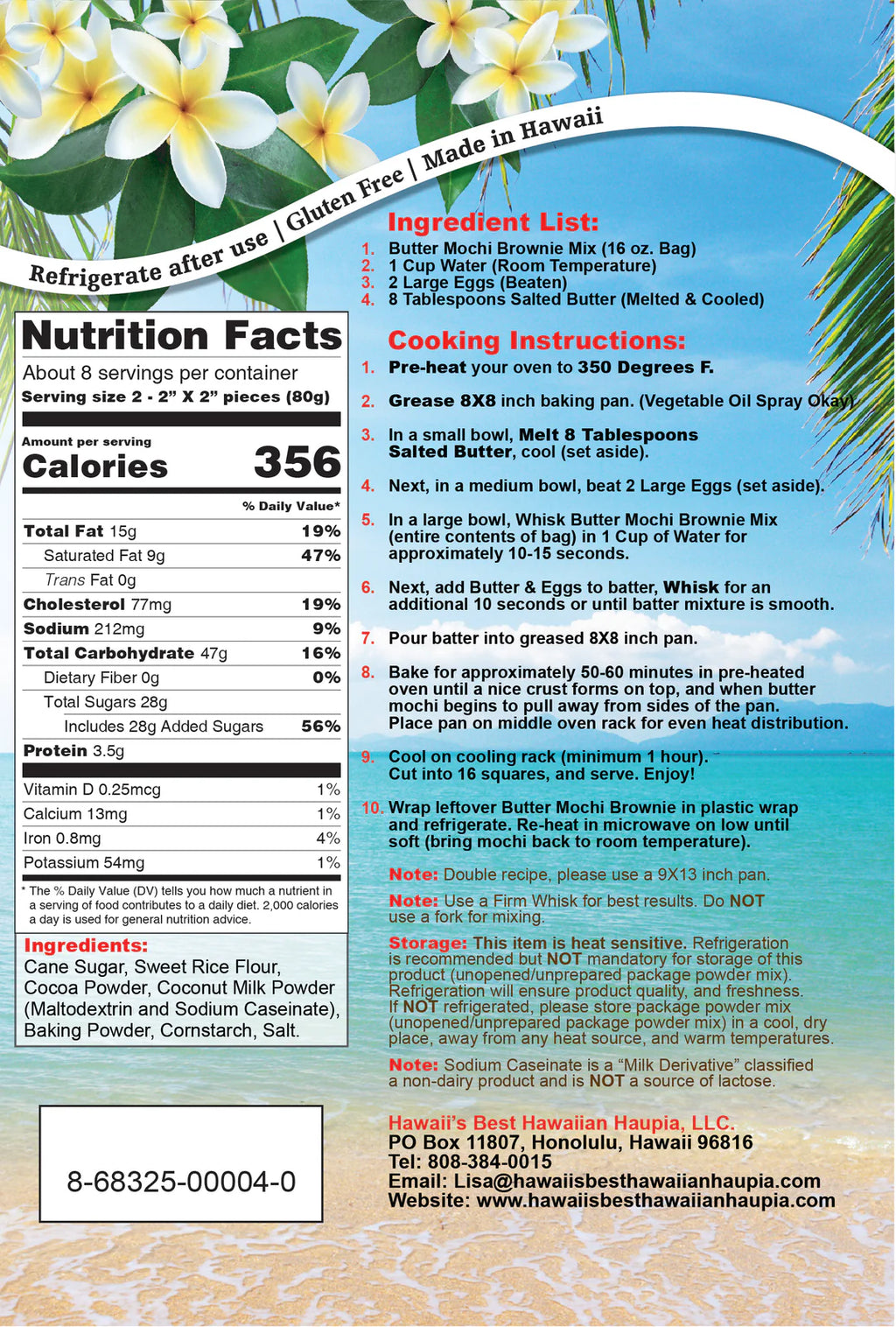 Hawaii's Best Brownie Butter Mochi Mix - 16 oz