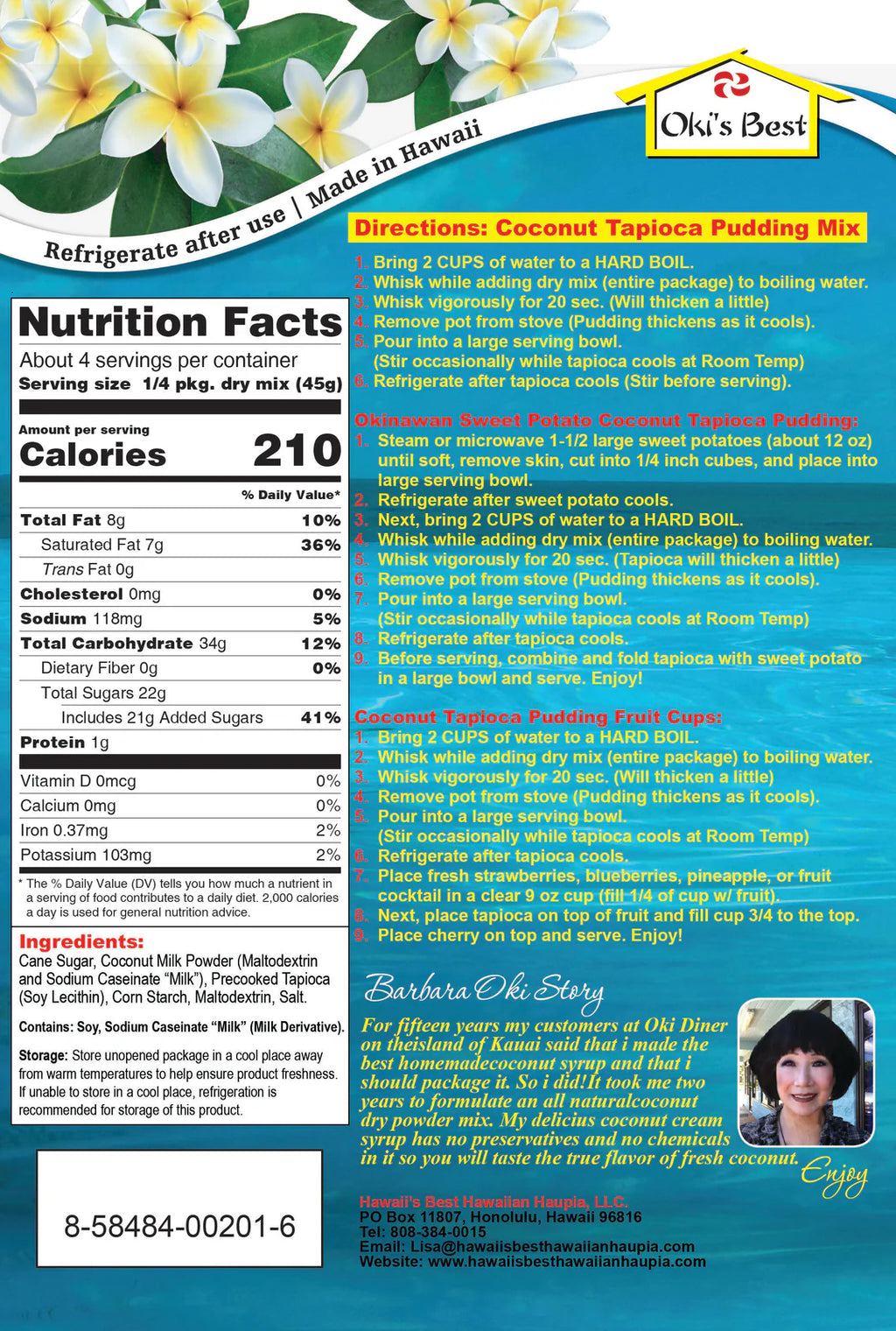 Hawaii's Best Coconut Tapioca Pudding Mix - 6.4 oz