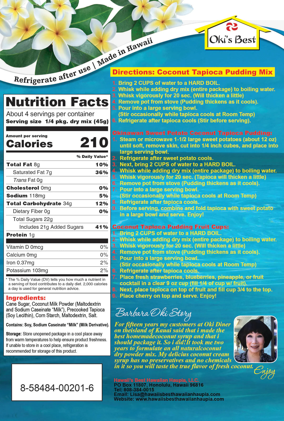 Hawaii's Best Coconut Tapioca Pudding Mix - 6.4 oz