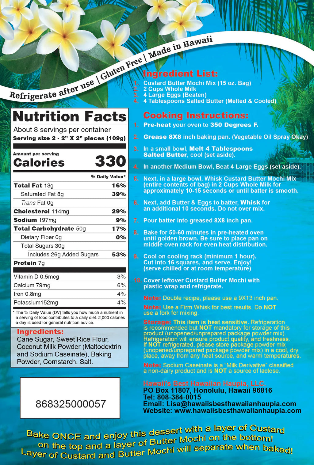Hawaii's Best Custard Butter Mochi Mix - 15 oz