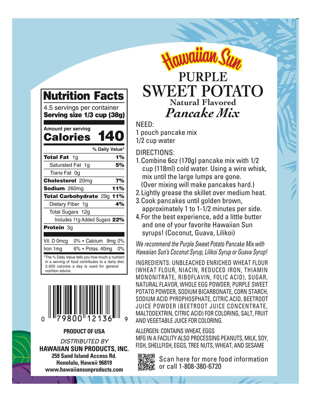 Hawaiian Sun Purple Sweet Potato Pancake Mix - 6 oz
