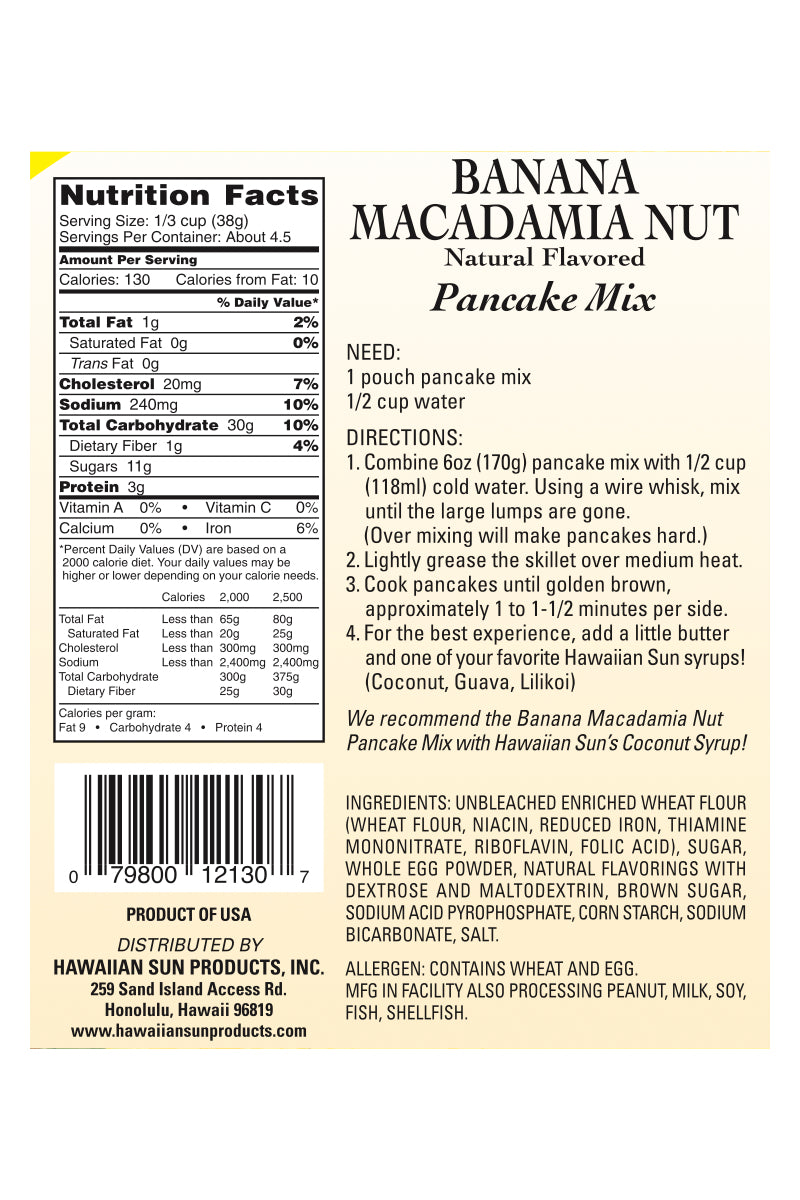 Hawaiian Sun Banana Macadamia Nut Pancake Mix - 6 oz