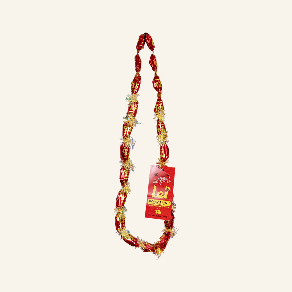 Enjoy Good Luck Strawberry Candy Lei, 2.3 oz