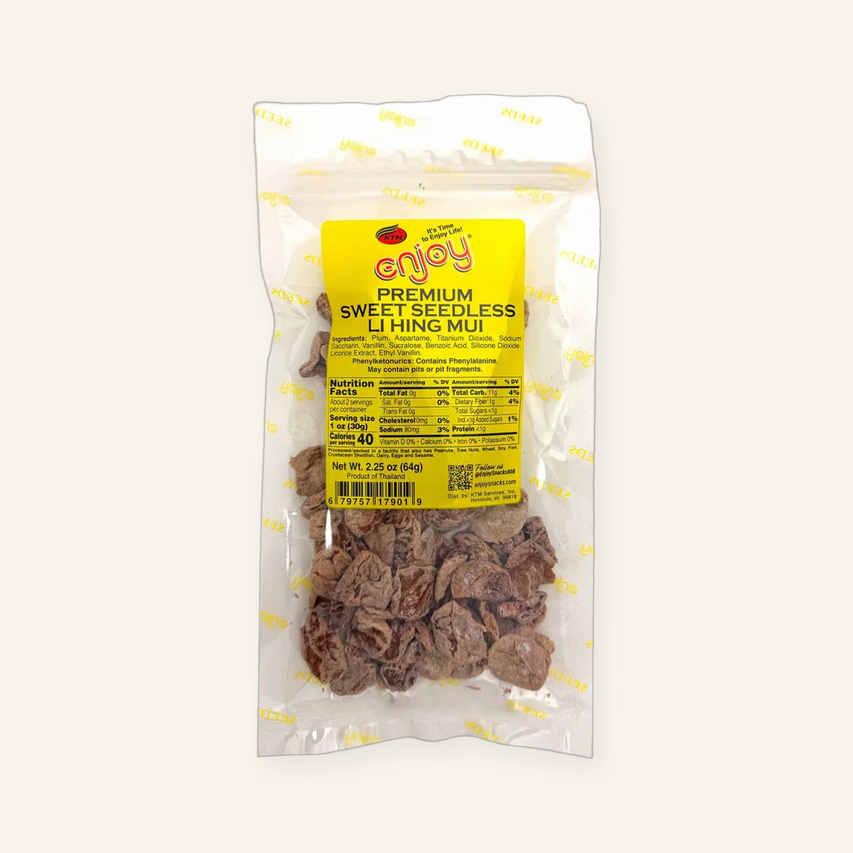Enjoy Premium Sweet Seedless Li Hing Mui - 2.25 oz