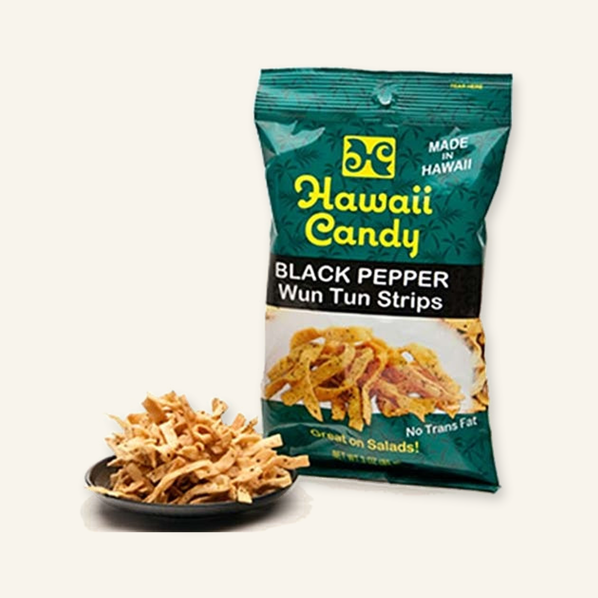 Hawaii Candy Black Pepper Wun Tun Strips - 3 oz