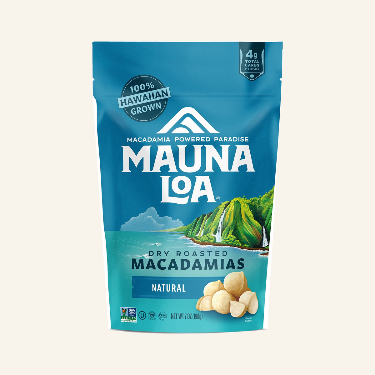 Mauna Loa Natural 100% Hawaiian Grown Macadamia Nuts 7oz Bag