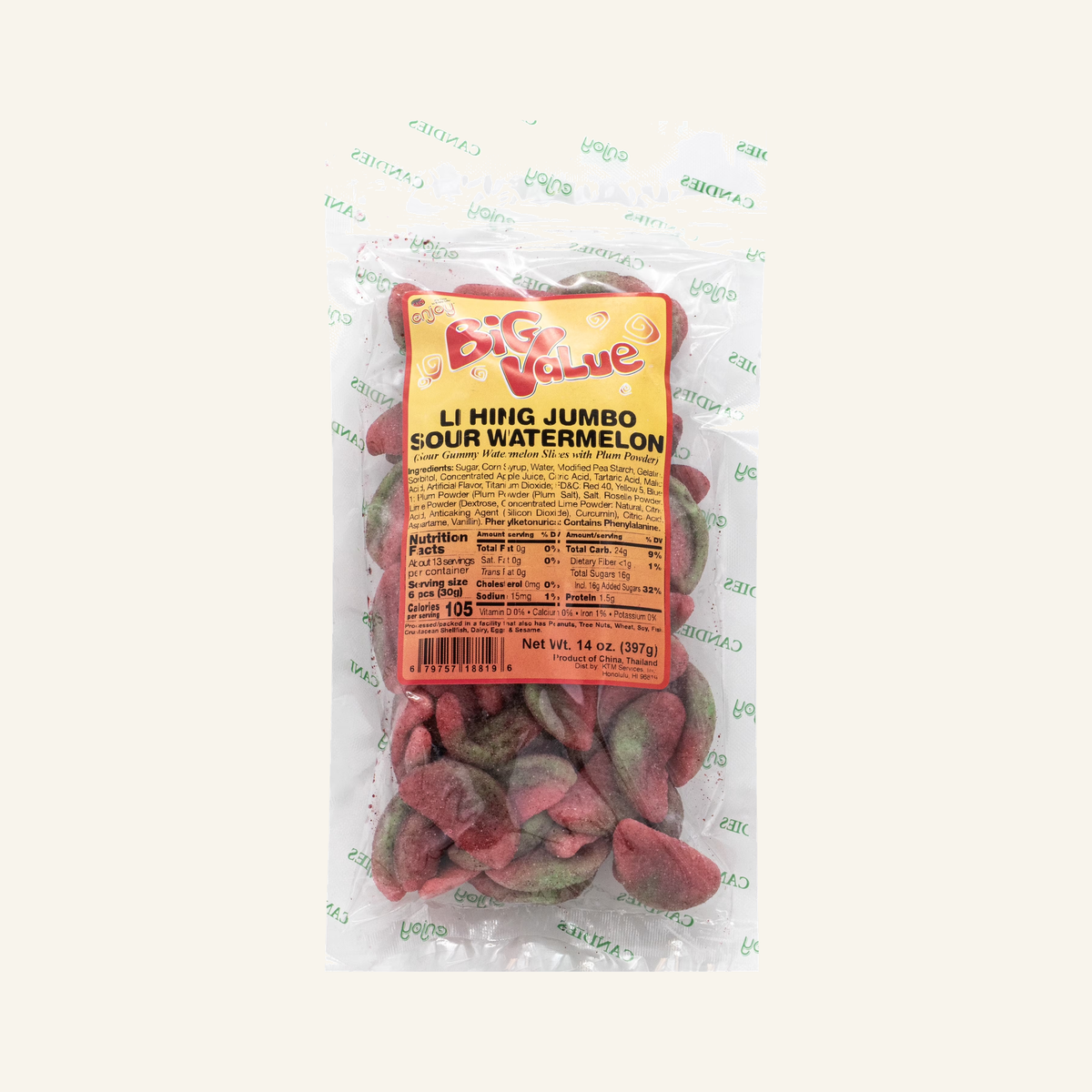 Enjoy BV Li Hing Jumbo Sour Watermelon (14 oz)