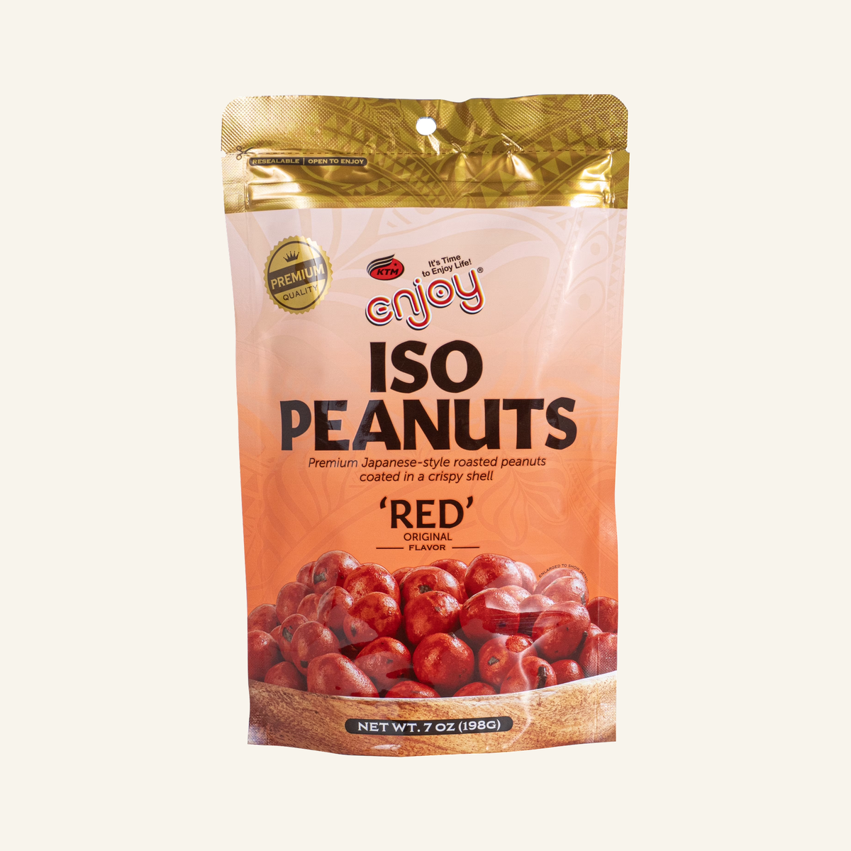 Enjoy Iso Red Peanuts (7 oz), Coated Peanuts, Resealable Bag, Contains Peanuts, Wheat, and Soy