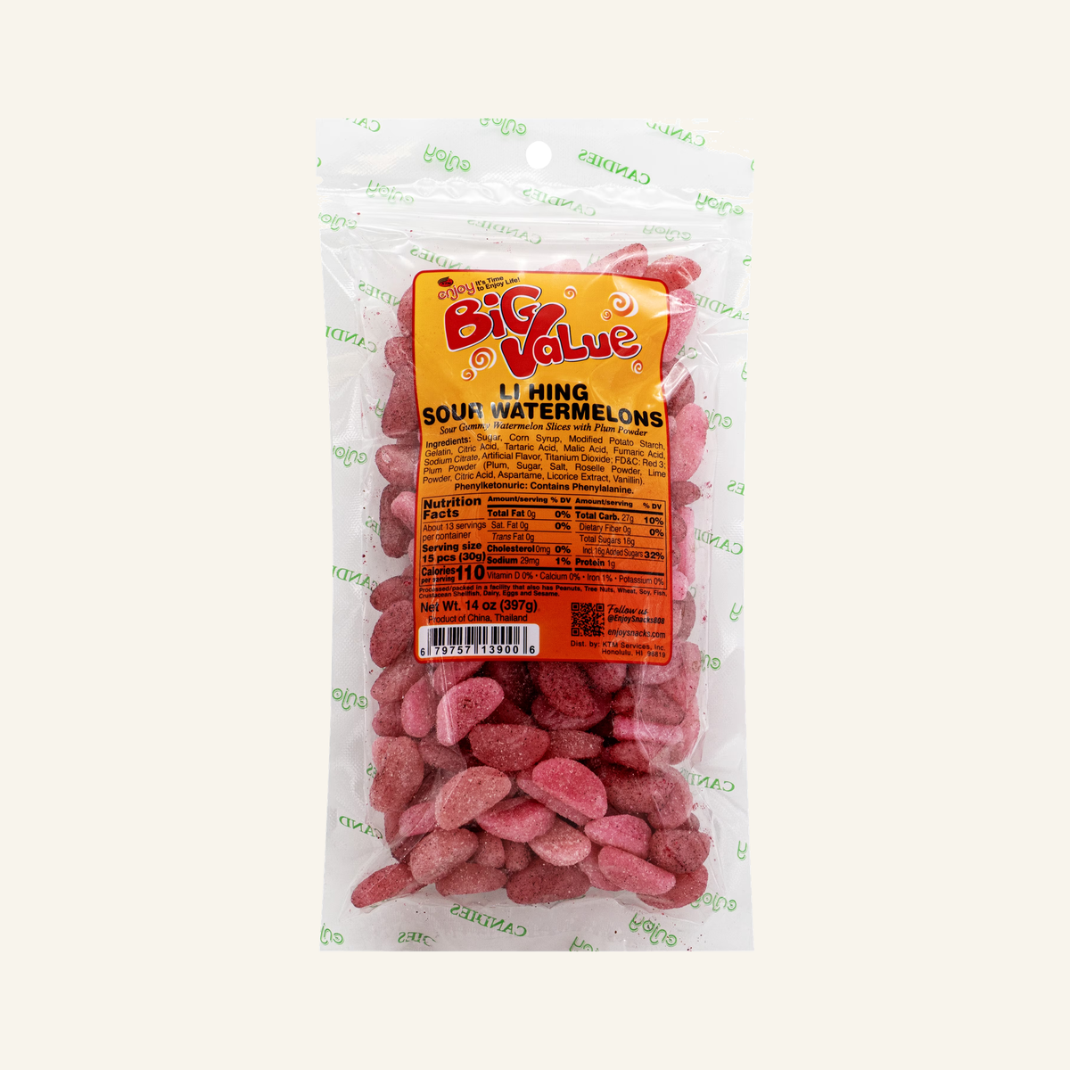 Enjoy BV Li Hing Sour Watermelon, 14 oz