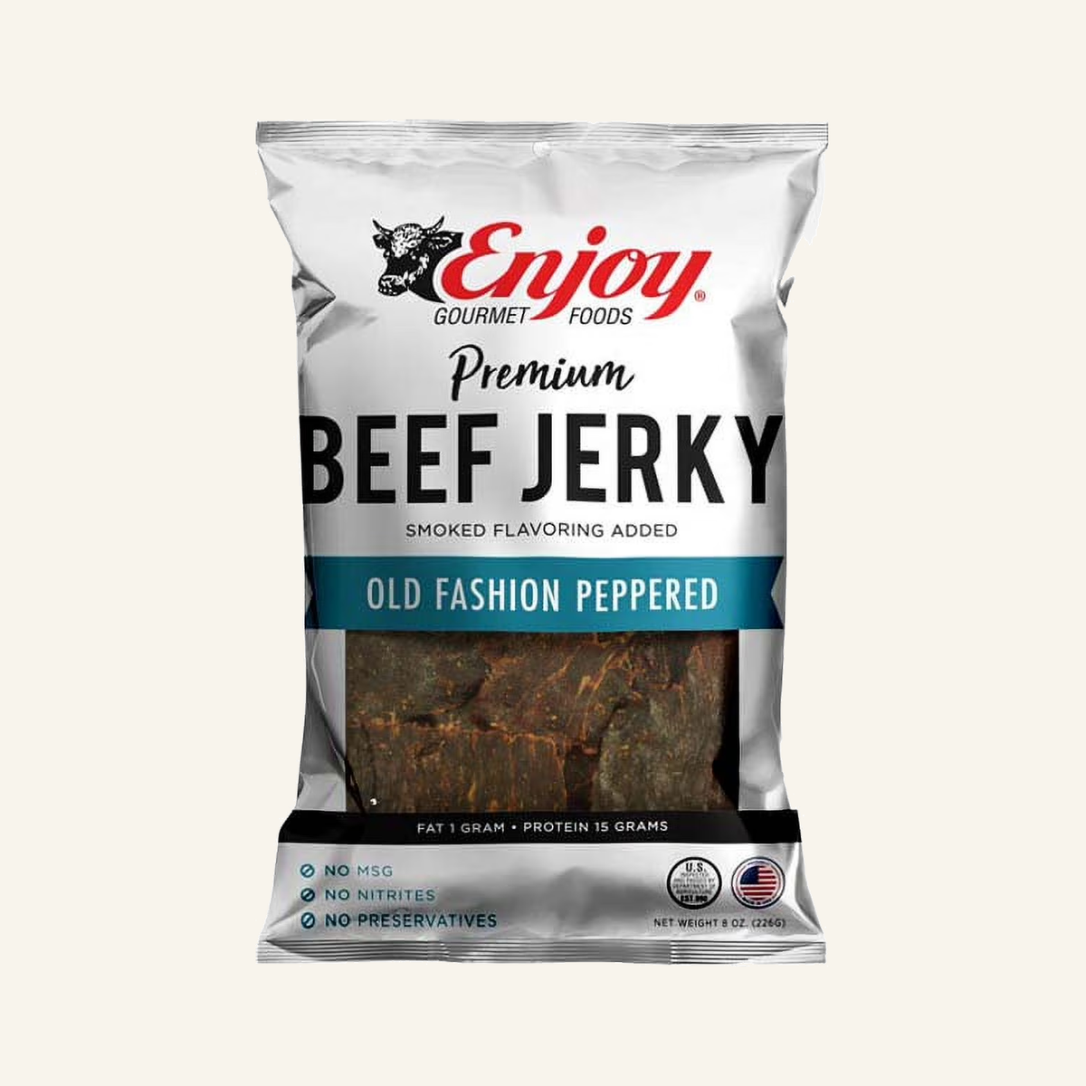 Enjoy Old Fashioned Peppered Beef Jerky 8oz Resealable Bag