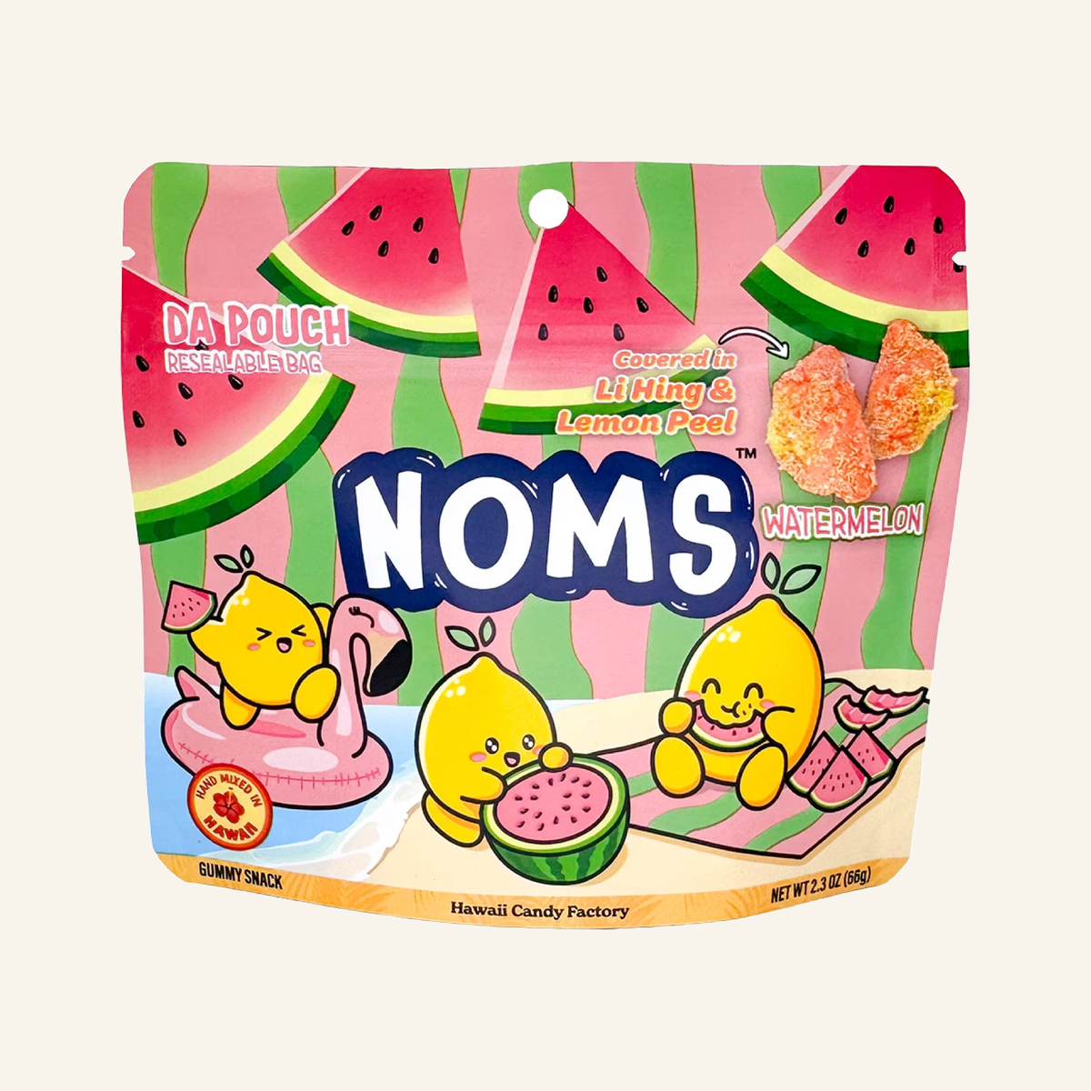 NOMS Watermelon Li Hing Lemon Peel Gummy Candy, 2.3 oz