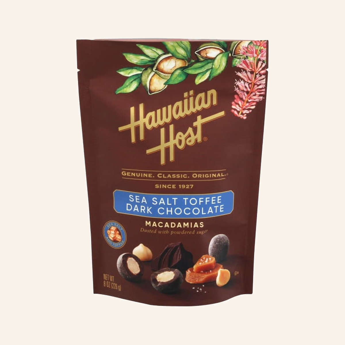 Hawaiian Host Sea Salt Toffee Dark Chocolate Macadamias 8 oz
